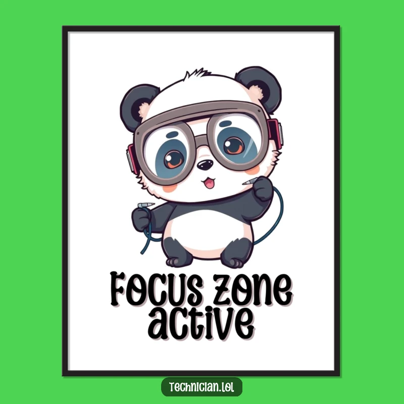 Funny Panda Welder Poster: Focused soldering art, a perfect funny gift for any workshop!