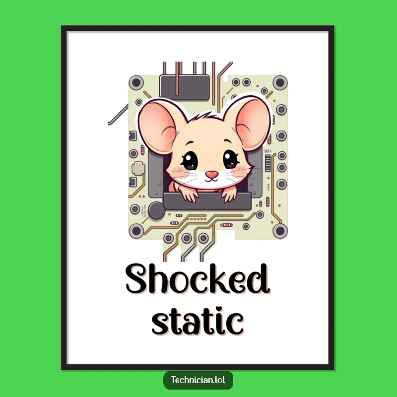 Funny Shy Mouse Circuit Board Poster - Admire the Tech!