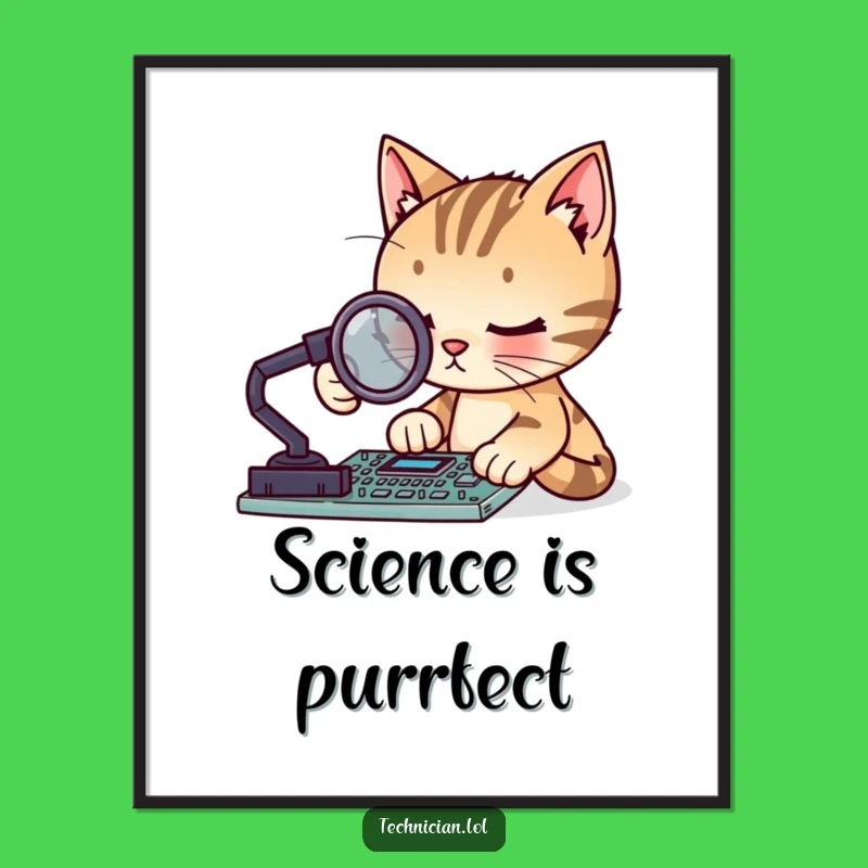 Funny Cat Circuit Board Poster: Focused Feline Art, Hilarious Geek Wall Decor Gift