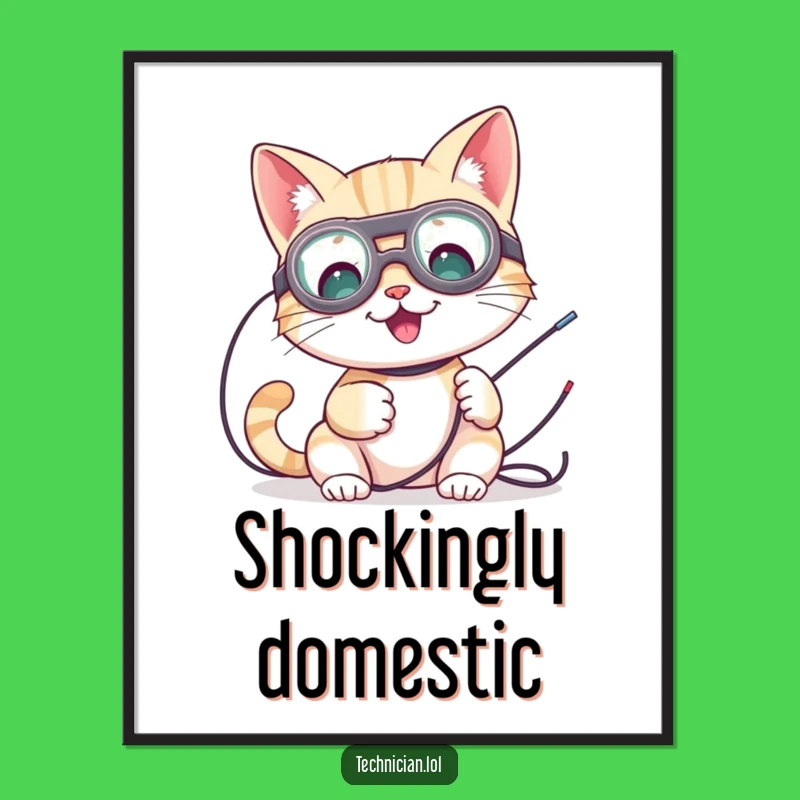 Funny Cat Electrician Poster: Quirky Tech Art, Perfect Humorous Gift