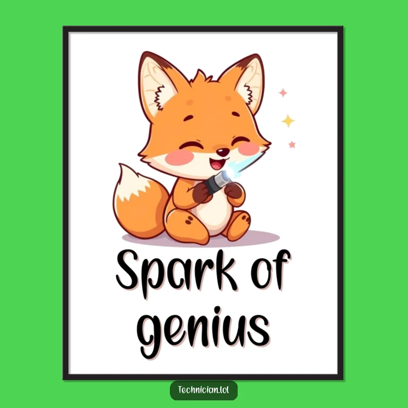 Funny Fox Soldering Poster: Tech Art, Unique Funny Gift For Makers