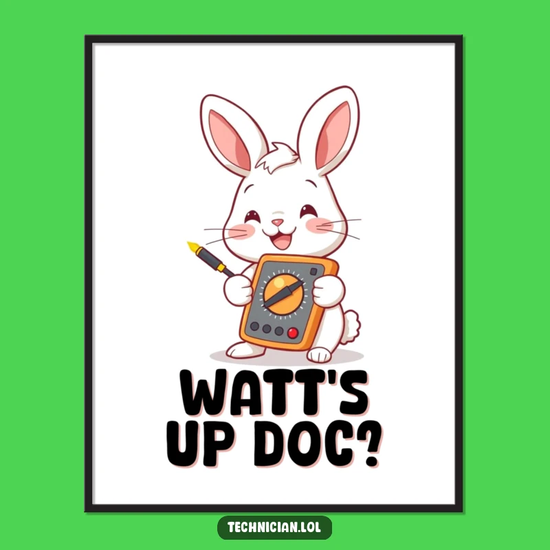 Funny Bunny Multimeter Poster: Charming Electrical Engineering Wall Art, Perfect Funny Gift