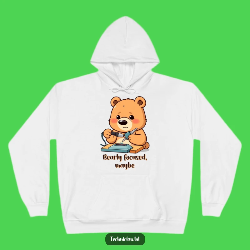 Funny Bear Hoodie: Intense Grizzly Maker with Soldering Iron, Cozy Gift