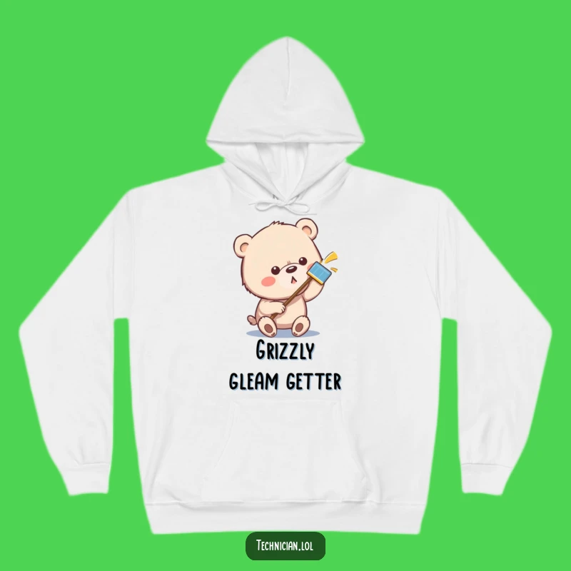 Funny Bear Cleaning Hoodie: Cozy Focus for Detail Lovers Gift
