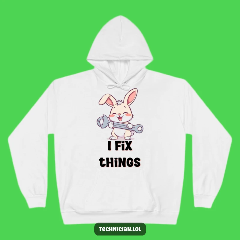 Funny Bunny Mechanic Hoodie: Cozy Up With A Happy Hare And His Wrench, Great Gift Idea