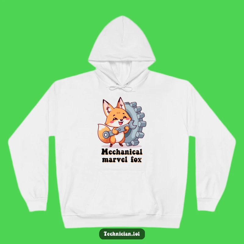 Cozy Funny Fox Mechanic Hoodie: Warm & Cute Tool Time Design - Fantastic Funny Gift!