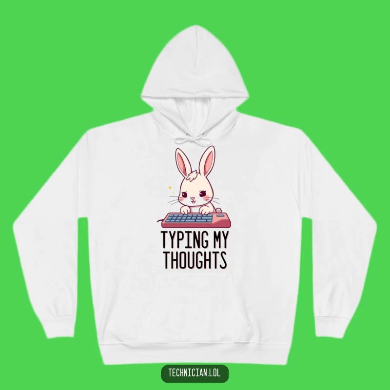 Cozy Funny Rabbit Typing Hoodie - Stay Productive & Warm!