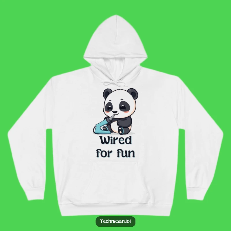 Funny Panda Workshop Hoodie: Cozy Panda with Soldering Iron, Warm Funny Gift