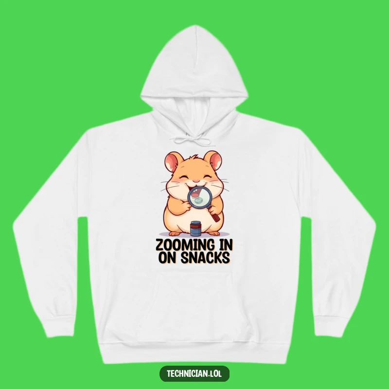 Funny Hamster Magnifying Glass Hoodie: Cozy & Curious Gift for Study Buddies