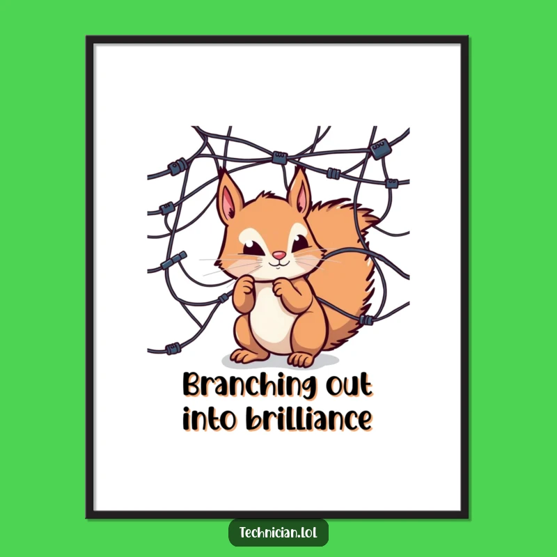 Funny Free Printable Wall Art: Curious Squirrel Engineer - Downloadable Decor