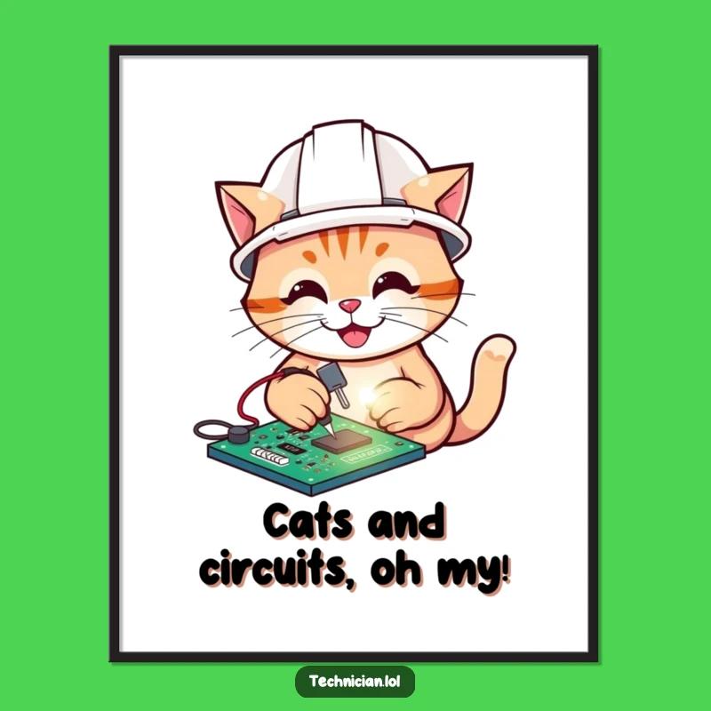 Funny Free Printable Wall Art: Cat Welder - Techy Downloadable Decor
