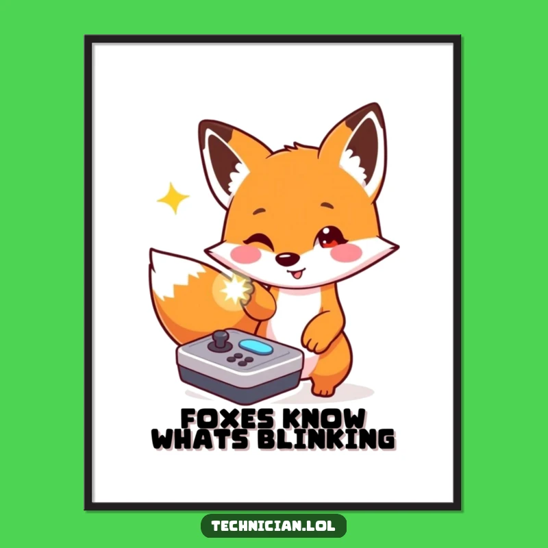 Funny Free Printable Wall Art: Fox Gamer DIY Poster for Fun Decor