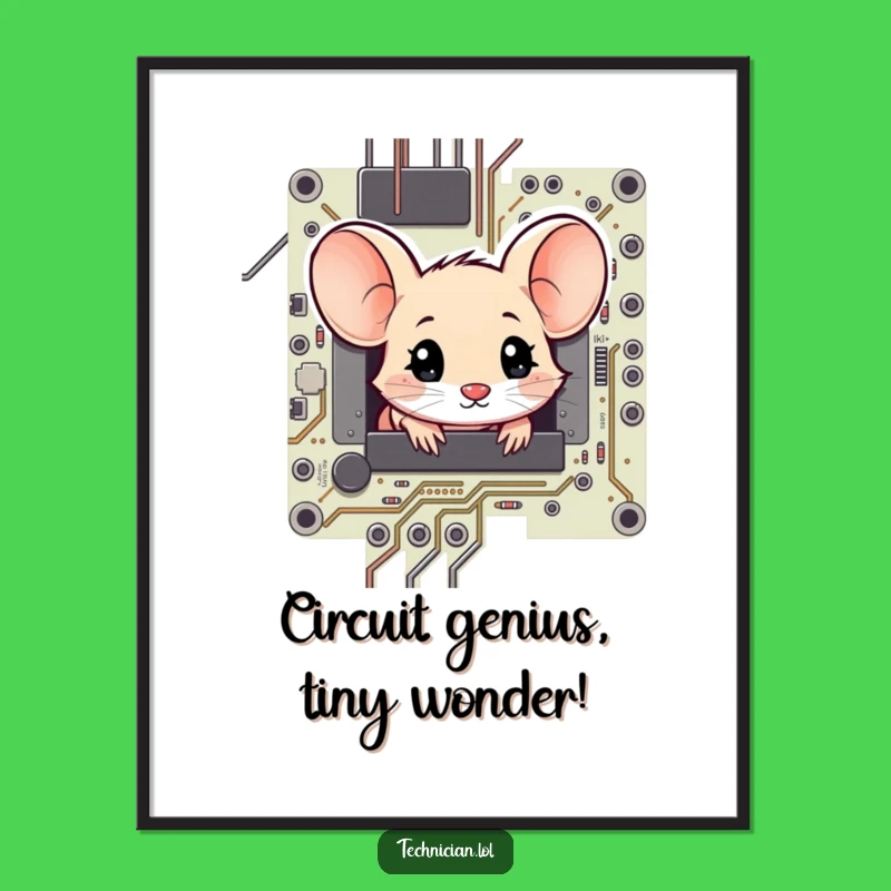 Free Printable Wall Art: Amazed Mouse on Circuit - Funny Downloadable Tech Decor!