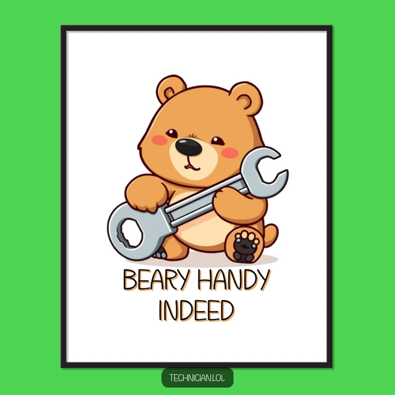 Free Printable Wall Art: Bear Tightens Bolt, Funny Downloadable Decor for Workshops!