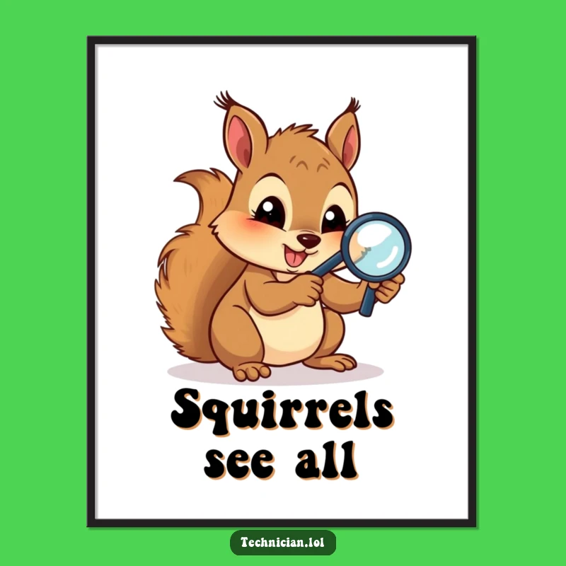 Free Printable Wall Art: Squirrel Examines Circuits, Funny Downloadable Decor!