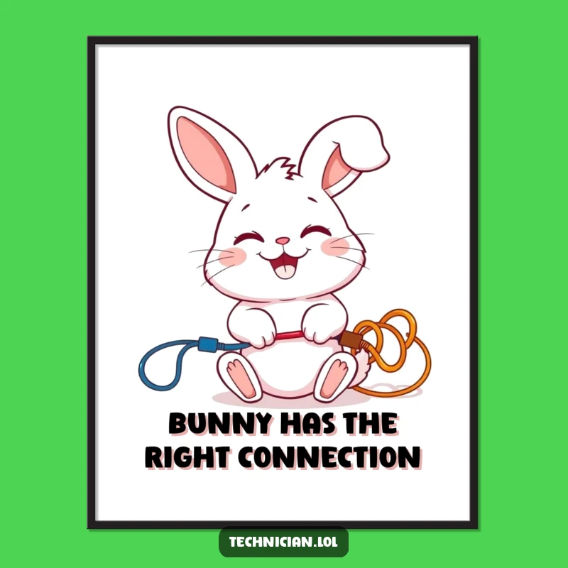 Funny Free Printable Wall Art: Rabbit Electrician DIY Poster for Cute Decor