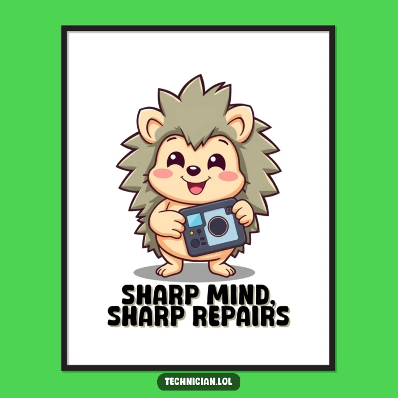 Free Printable Wall Art: Happy Hedgehog Repairman Downloadable Decor Gift
