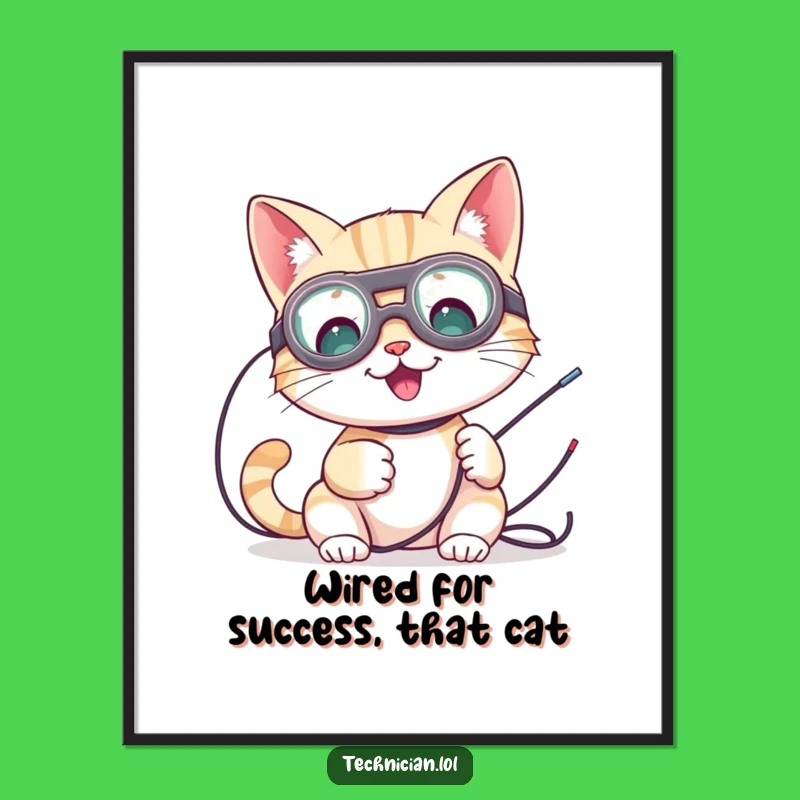 Funny Free Printable Wall Art: Cat Electrician DIY Poster for Cat Lovers