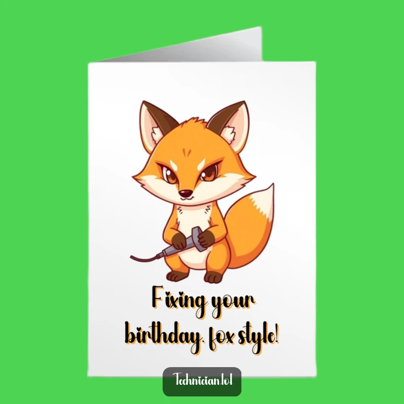 Free Printable Birthday Card: Determined Fox Fixer - Funny DIY Downloadable Gift