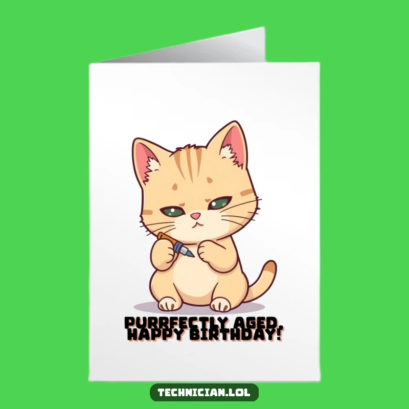 Free Printable Birthday Card: Focused Cat Mechanic - Funny DIY Gift