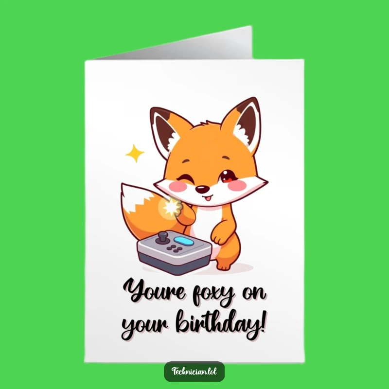 Free Printable Birthday Card: Funny Fox Gamer DIY Gift for Fun
