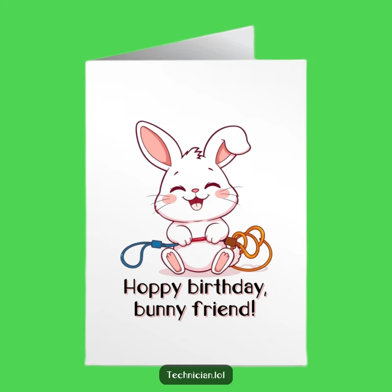 Free Printable Birthday Card: Funny Rabbit Electrician DIY Gift
