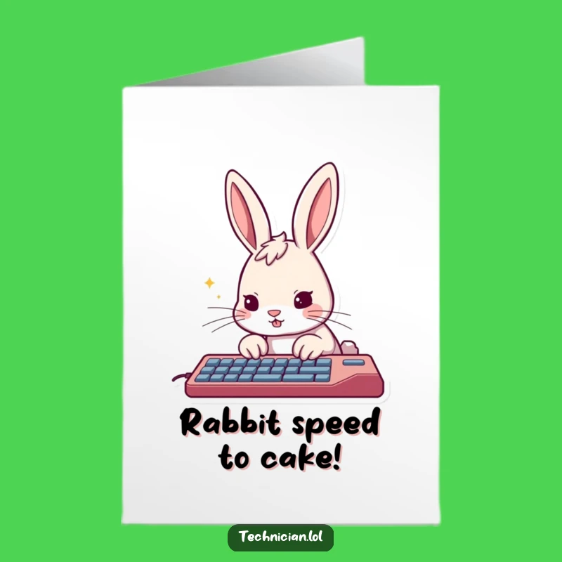 Free Printable Birthday Card: Funny Rabbit Typist, Cheerful Downloadable Gift