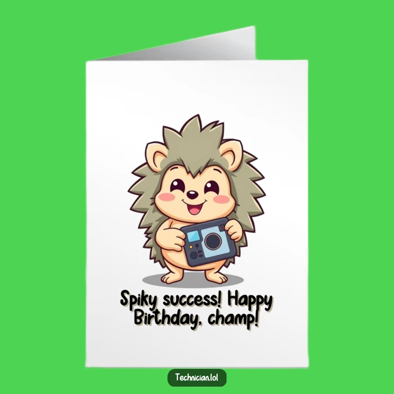 Free Printable Birthday Card: Happy Hedgehog Repairman DIY Gift Downloadable Art