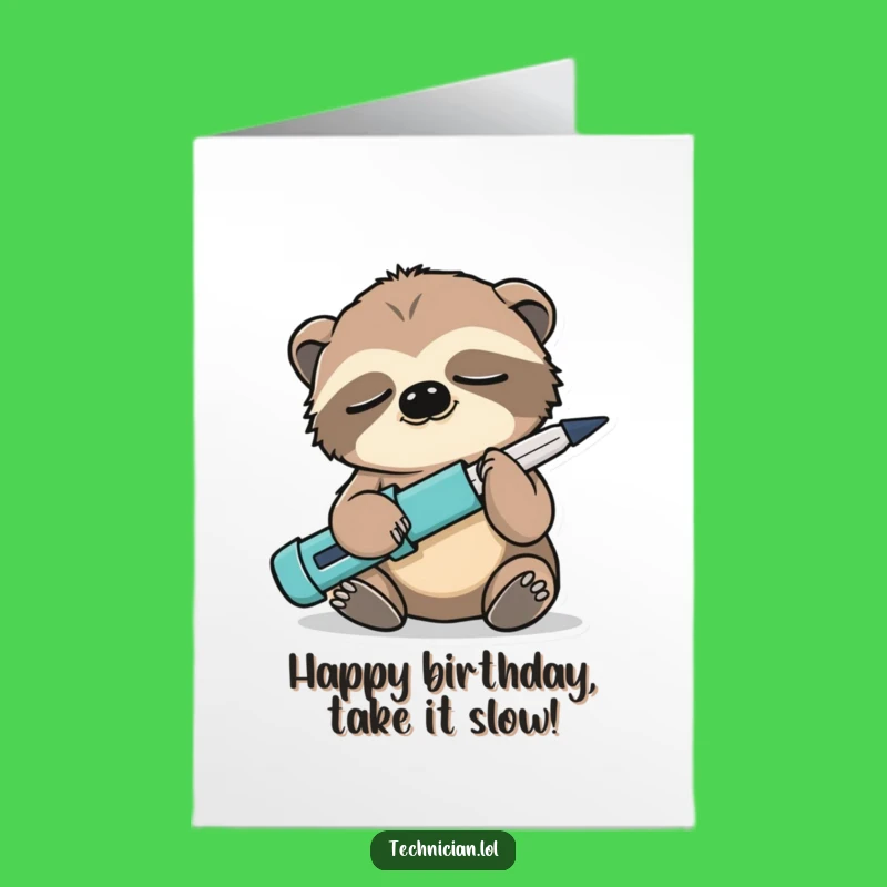 Free Printable Birthday Card: Sleepy Sloth, Funny Downloadable Gift for a Slow Start