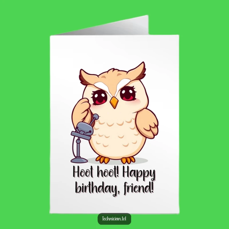 Free Printable Funny Owl Birthday Card: Tech Humor Downloadable Gift