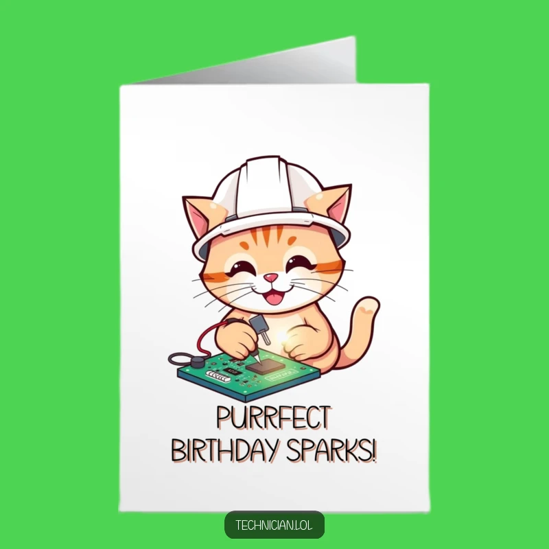 Free Printable Funny Birthday Card: Cat Welder - Techy Downloadable Gift