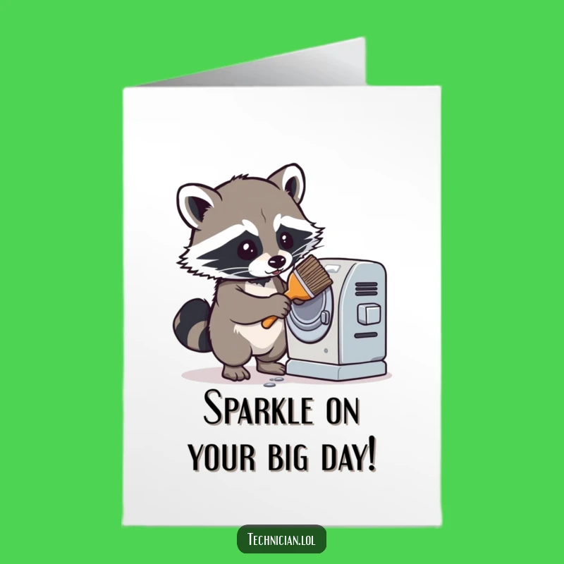 Free Printable Raccoon Birthday Card: Funny Downloadable Gift for Clean Freaks