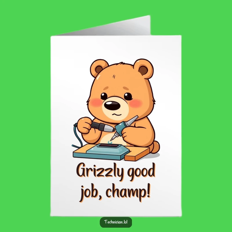 Free Printable Congrats Card: Bear's Focus for Your Successfully Engineered Achievement