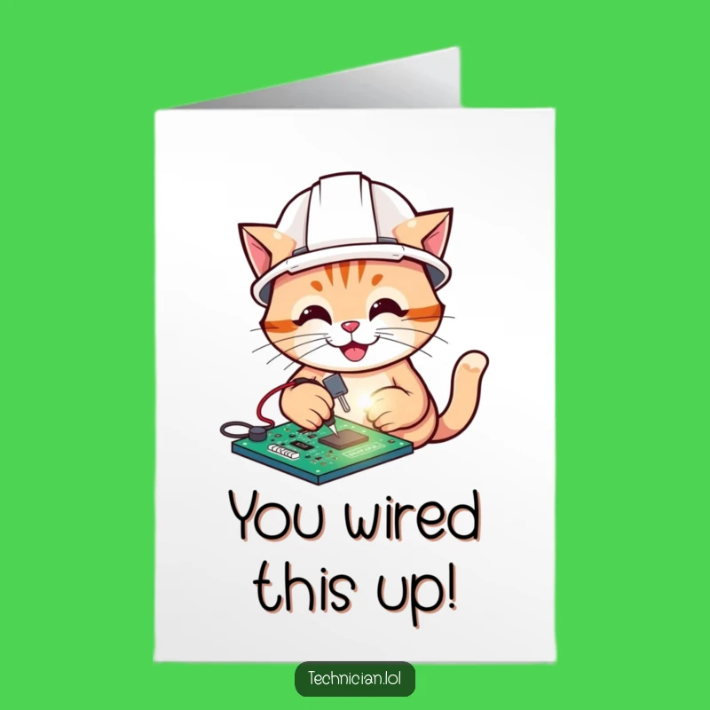 Free Printable Congrats Card: Cat Engineer - Innovative Downloadable Gift