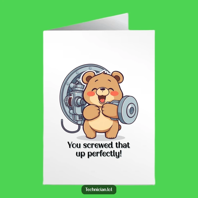 Free Printable Congrats Card: Funny Bear Mechanic Creates a Masterpiece