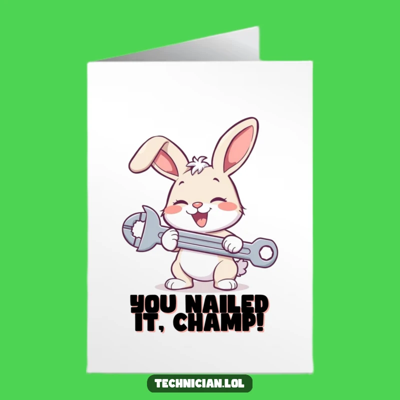 Free Printable Congrats Card: Funny Bunny Mechanic Downloadable - Get Well Soon Gift