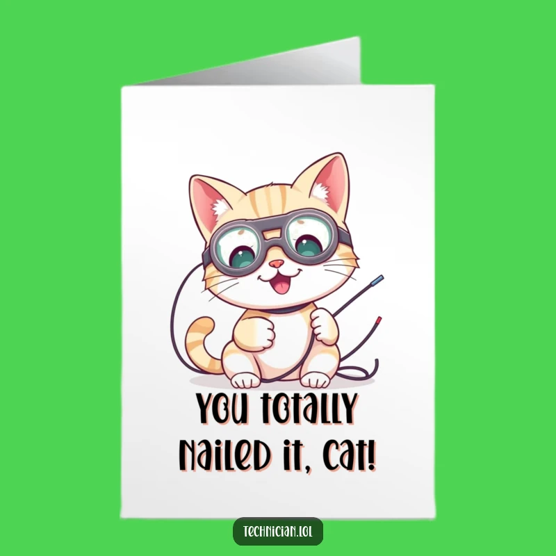 Free Printable Congrats Card: Funny Cat Electrician DIY Gift