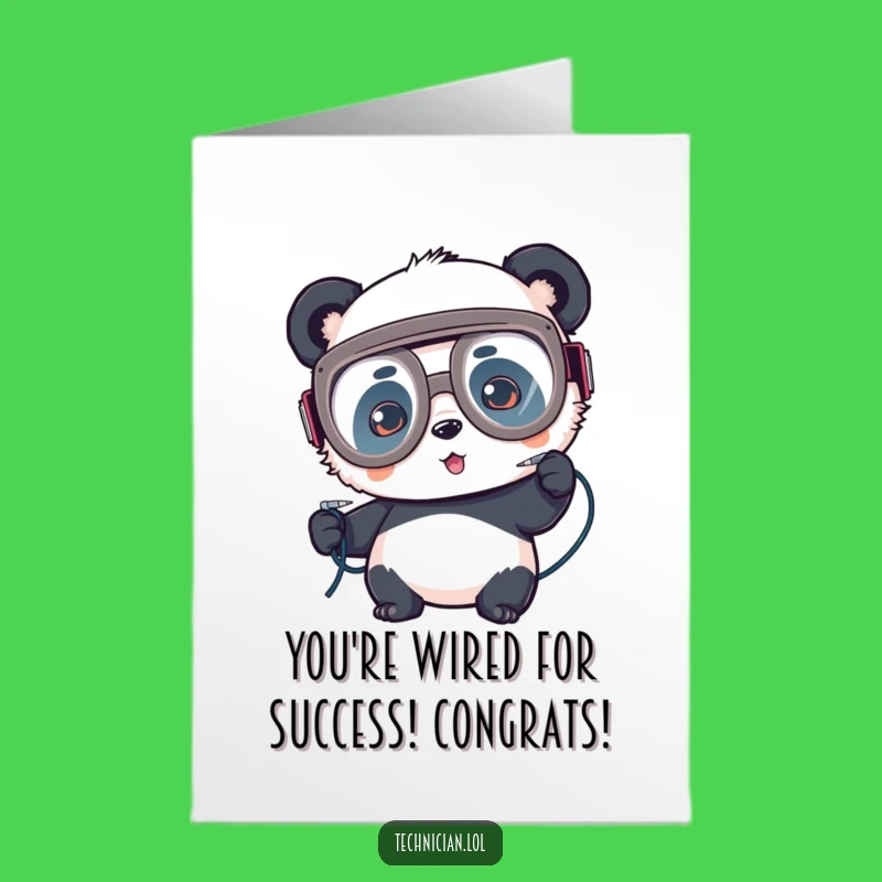 Free Printable Congrats Card: Panda's Soldering Skills - Downloadable Success