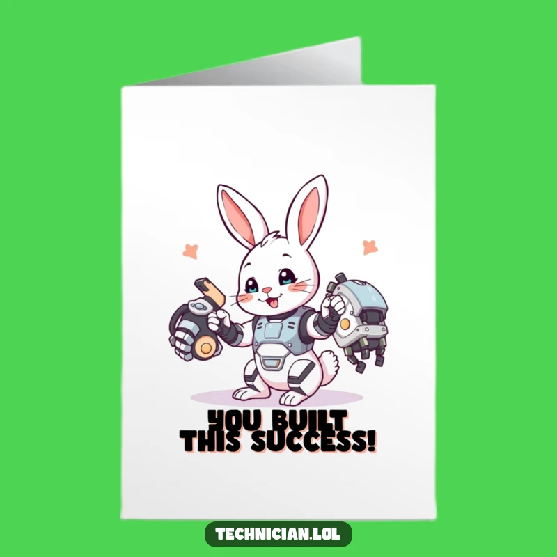 Free Printable Congrats Card: Humorous Bunny Inventor DIY Downloadable Gift for Creations