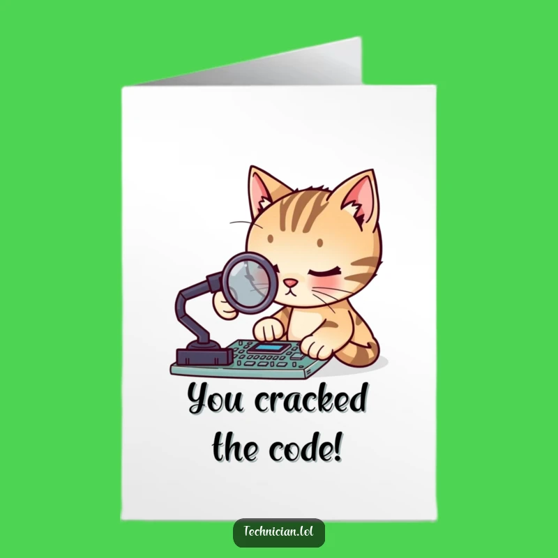 Congrats, Tech Whiz! Free Printable Cat Card - Downloadable Success!