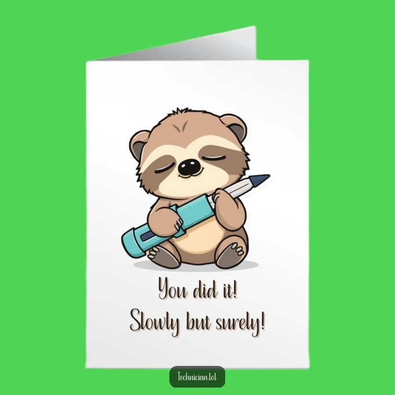 Free Printable Congrats Card: Sleepy Sloth, Humorous Downloadable for Any Pace