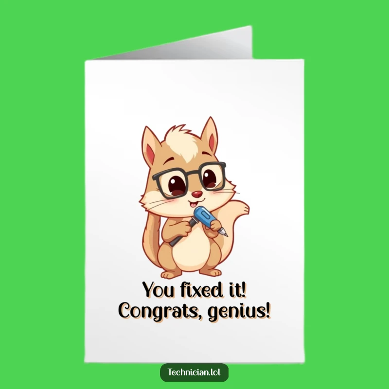 Free Printable Congrats Card: Squirrel Tech Whiz DIY Gift Downloadable Art