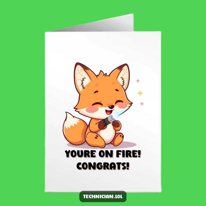 Free Printable Congrats Card: Fox Soldering Success, Hilarious Downloadable Gift!
