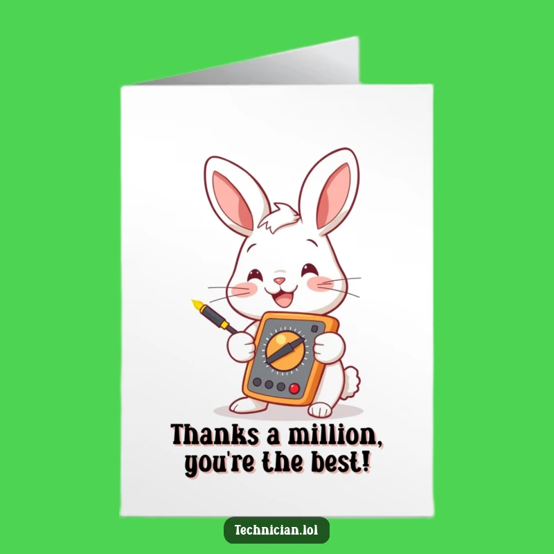 Free Printable Bunny Thank You Card: Electrician Appreciation Downloadable
