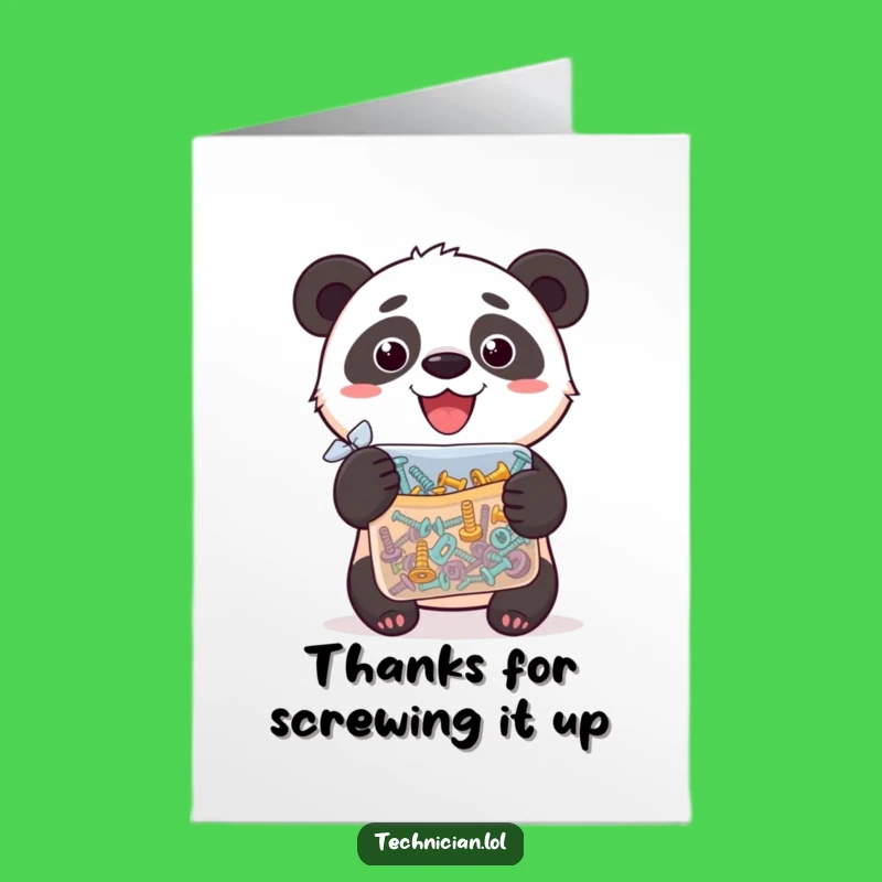 Free Printable Panda Hardware Thank You Card: Funny DIY Downloadable Gift
