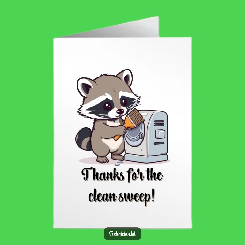 Free Printable Raccoon Thank You Card: Funny Downloadable Gift for Spotless Service