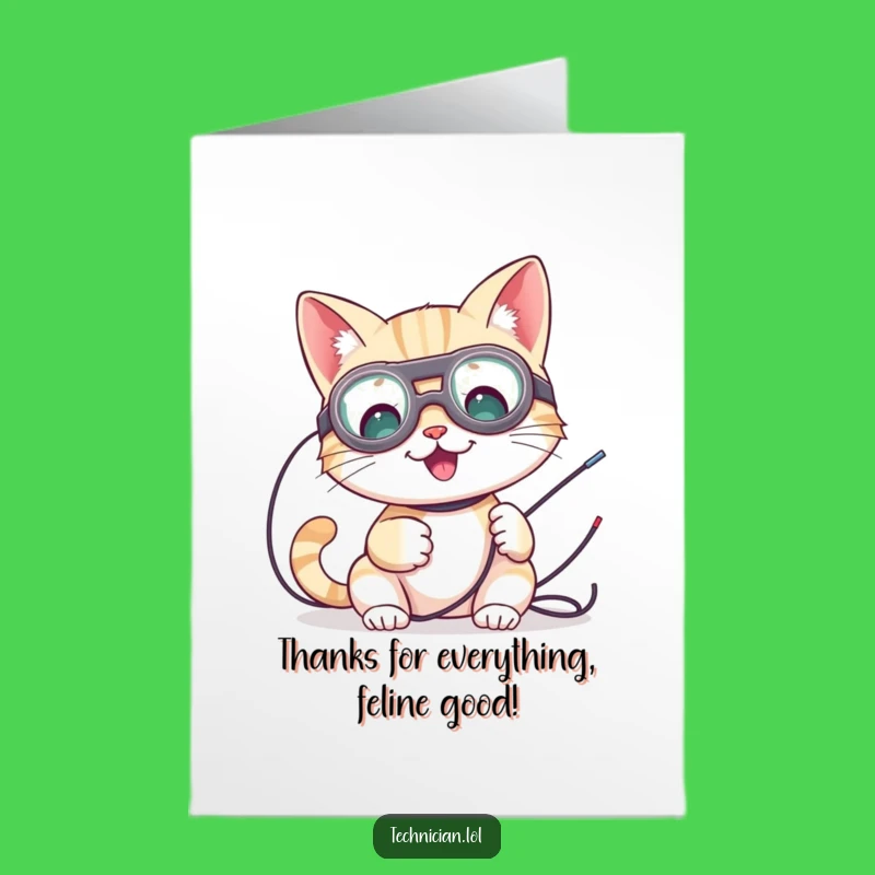 Free Printable Thank You Card: Funny Cat Electrician DIY Gift of Thanks