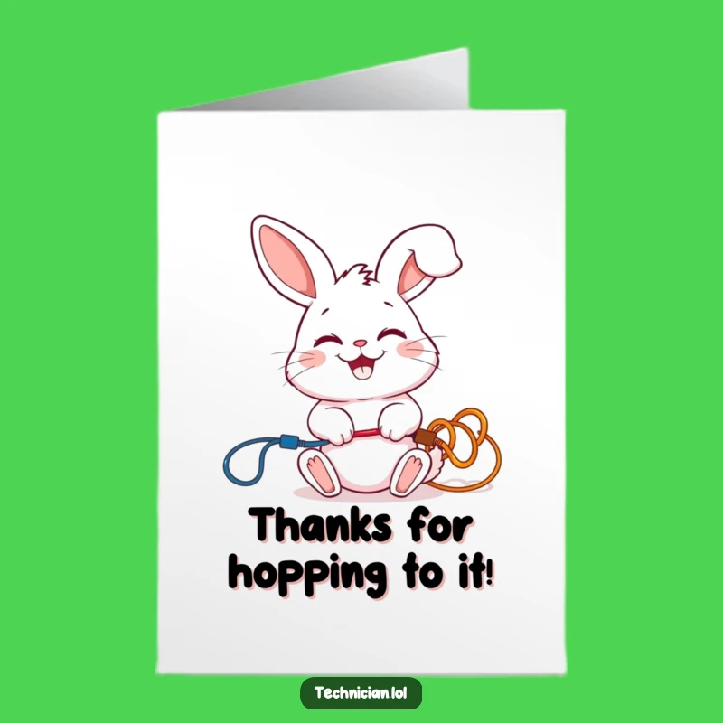 Free Printable Thank You Card: Funny Rabbit Electrician DIY Gift