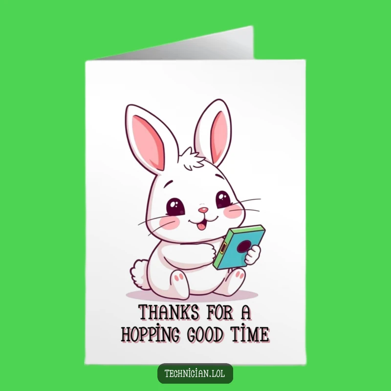 Free Printable Thank You Card: Rabbit Gadget Enthusiast DIY Gift Downloadable Art