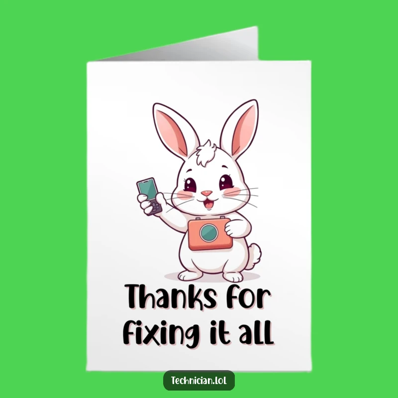 Free Printable Thank You Card: Rabbit's Repaired Gadget Gratitude